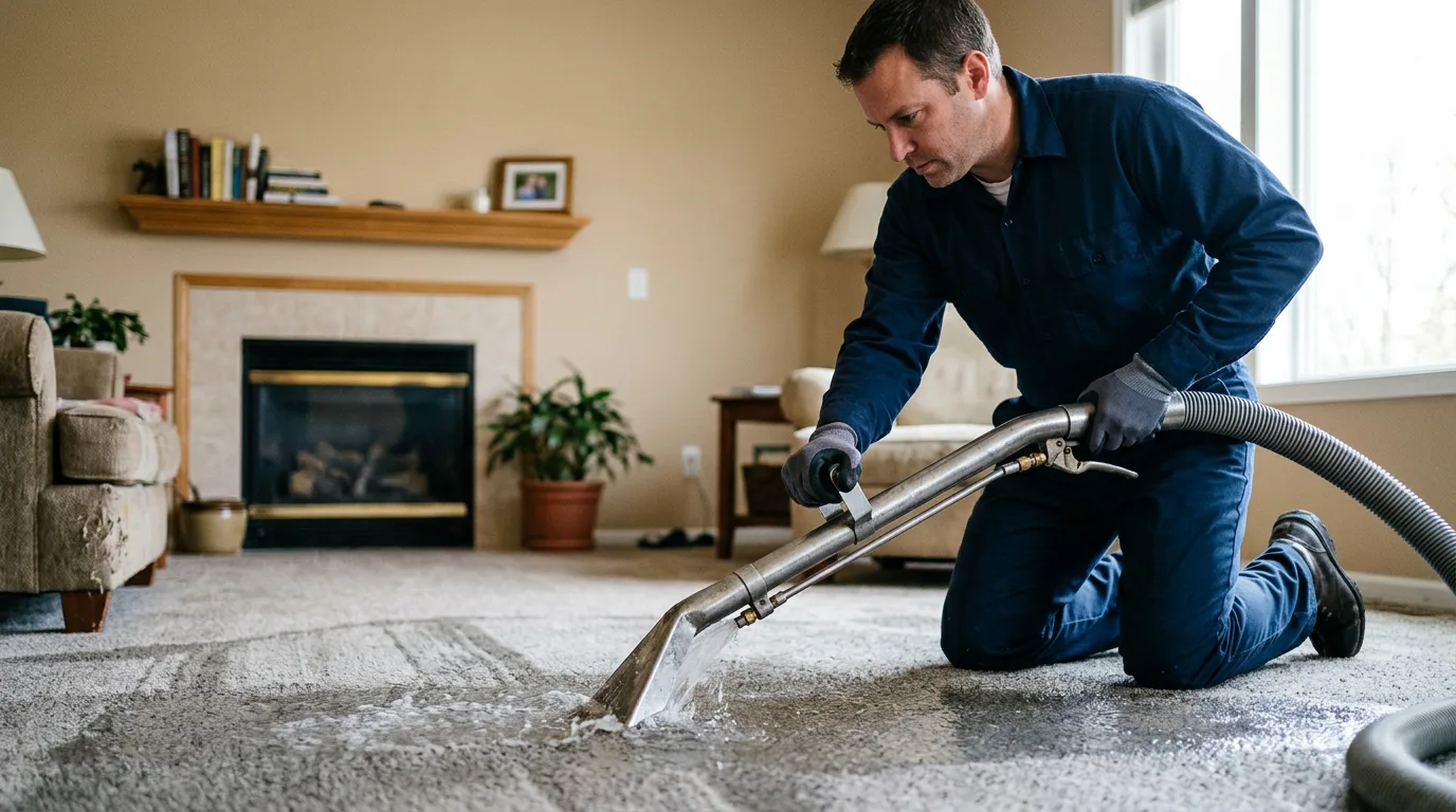 Water damage restoration technician working near Humboldt, KS